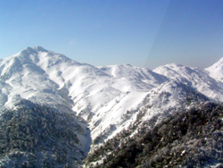 厳寒期の宮之浦岳の積雪